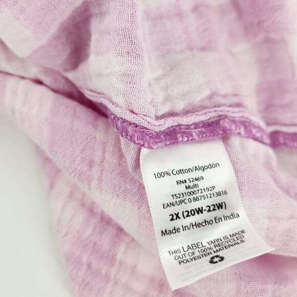 Terra & Sky Ruffle Tank Top Womens Plus Size 2X Pink White Pink Gingham Preppy - Picture 9 of 12